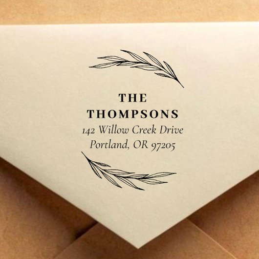 Elegant en klassiek botanisch retouradres rubberstempel