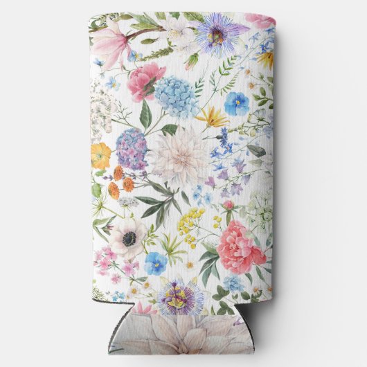 Elegant en Kleurrijk Wildflower Patroon Seltzer Blikjeskoeler (Achterkant)