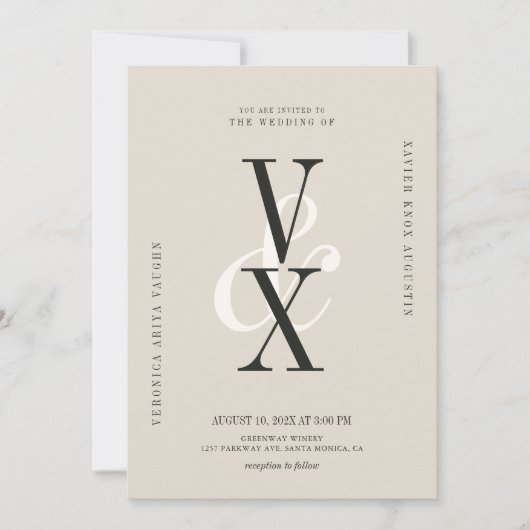 Elegant en Luxury Neutral Typography Wedding Kaart (Voorkant)