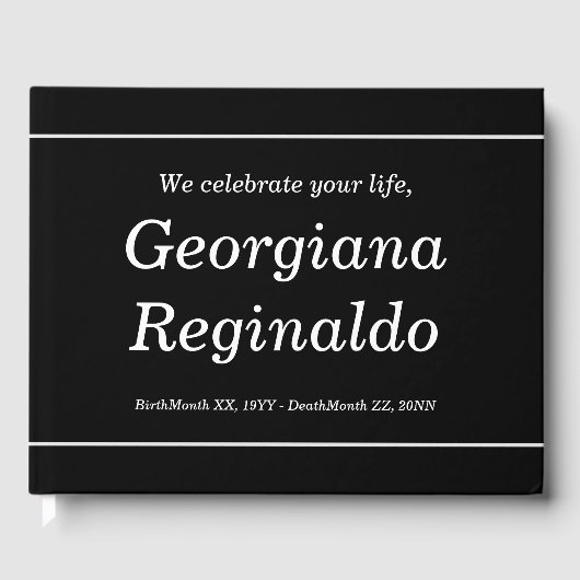 Elegant en minimaal begrafenisboeg gastenboek (Voorkant)