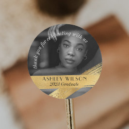 Elegant en minimaal Gold Photo-Afstuderen Ronde Sticker