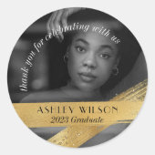 Elegant en minimaal Gold Photo-Afstuderen Ronde Sticker (Voorkant)