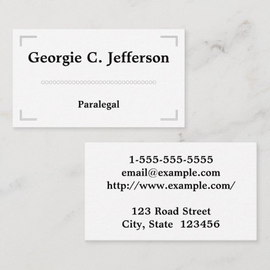 Elegant en minimaal paralegaal Visitekaartje (Voorkant / Achterkant)