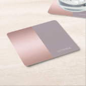 Elegant en minimaal roos goud en paars kleurenblok kartonnen onderzetters (Schuin)