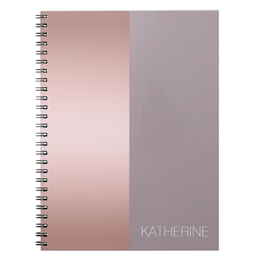Elegant en minimaal roos goud en paars kleurenblok notitieboek (Voorkant)