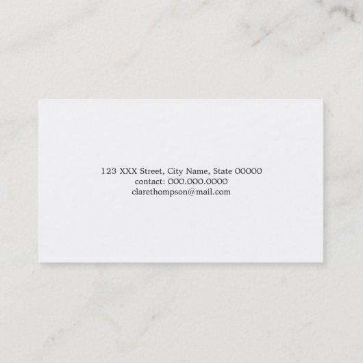 Elegant en minimalistisch professioneel script wit visitekaartje (Achterkant)