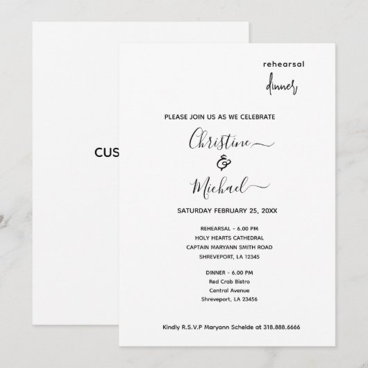 Elegant en minimalistisch repetitief avondeten kaart (Voorkant / Achterkant)