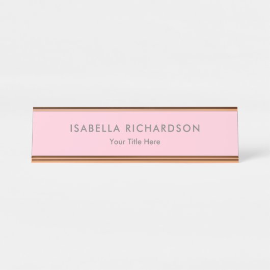 Elegant en minimalistisch roze bureau naambordje (Voorkant)