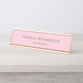 Elegant en minimalistisch roze bureau naambordje (Voorkant)