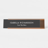 Elegant en minimalistisch zwart bureau naambordje (Voorkant)