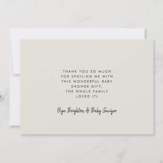 Elegant en modern Baby shower Bedankkaart (Achterkant)