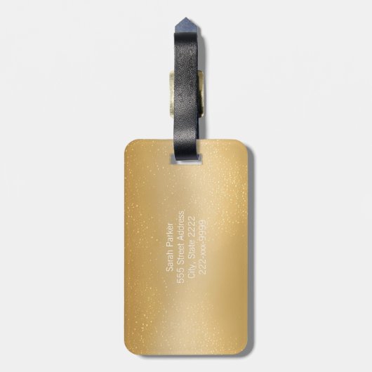 Elegant en modern Bagagelabel van goudkleurig acry (Achterkant verticaal)
