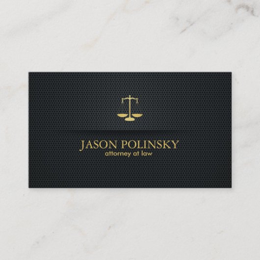 Elegant en Modern Black and Gold Attorney Visitekaartje (Voorkant)