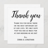 Elegant en Modern Black and White Wedding Party Bedankkaart (Voorkant / Achterkant)