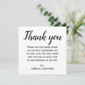 Elegant en Modern Black and White Wedding Party Bedankkaart (Staand voorkant)