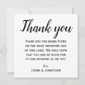 Elegant en Modern Black and White Wedding Party Bedankkaart (Voorkant)