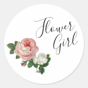 Elegant en modern bloemen roze roze bloemmeisje ronde sticker