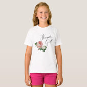 Elegant en modern bloemen roze roze bloemmeisje t-shirt (Voorkant volledig)