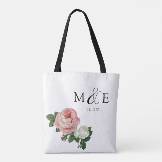 Elegant en modern bloemen roze roze bloemmeisje tote bag (Achterkant)