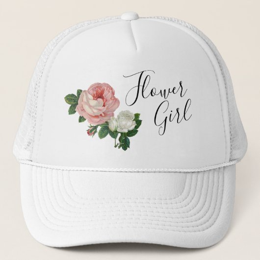 Elegant en modern bloemen roze roze bloemmeisje trucker pet (Voorkant)