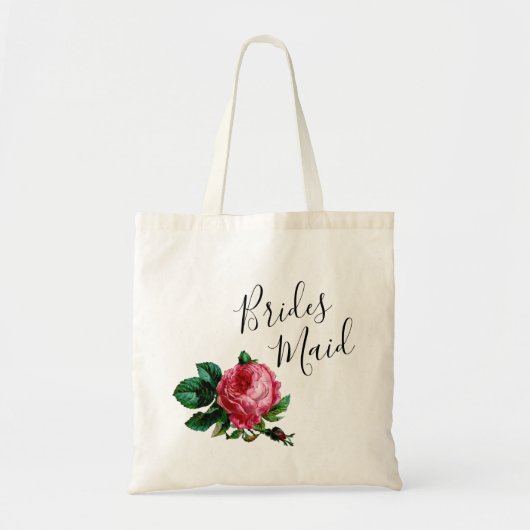 Elegant en modern bloemen roze roze rozen bruidsme tote bag (Voorkant)