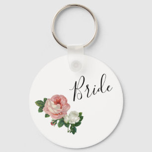 Elegant en modern bloemen roze rozen bruin sleutelhanger