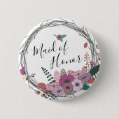 Elegant en modern bloemenmeisje ronde button 5,7 cm (Voorkant)