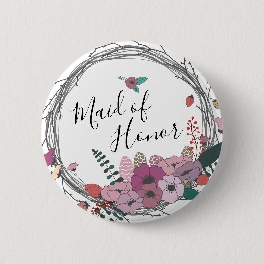 Elegant en modern bloemenmeisje ronde button 5,7 cm (Voorkant)