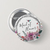 Elegant en modern bloemenmeisje ronde button 5,7 cm (Voorkant /achterkant)