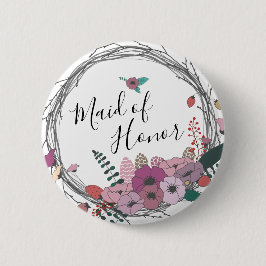 Elegant en modern bloemenmeisje ronde button 5,7 cm