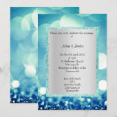 ELEGANT EN MODERN BLUE AQUA GLITTER WEDING KAART (Voorkant / Achterkant)