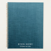 Elegant en modern Blue Linen Texture Planner (Voorkant)