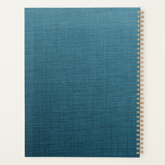 Elegant en modern Blue Linen Texture Planner (Achterkant)