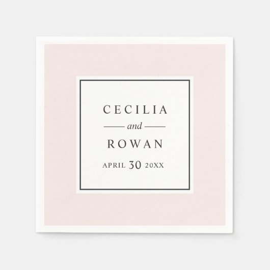 Elegant en modern Bord Roze Bruiloft Monogram Servetten (Voorkant)