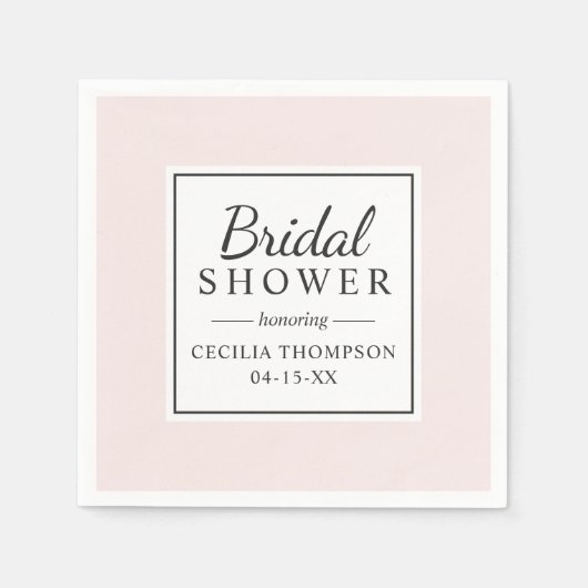 Elegant en modern Bord roze bruiloft Vrijgezellenf Servetten (Voorkant)