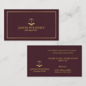 Elegant en Modern Burgundy Leather Attorney Visitekaartje (Voorkant / Achterkant)