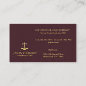 Elegant en Modern Burgundy Leather Attorney Visitekaartje (Achterkant)