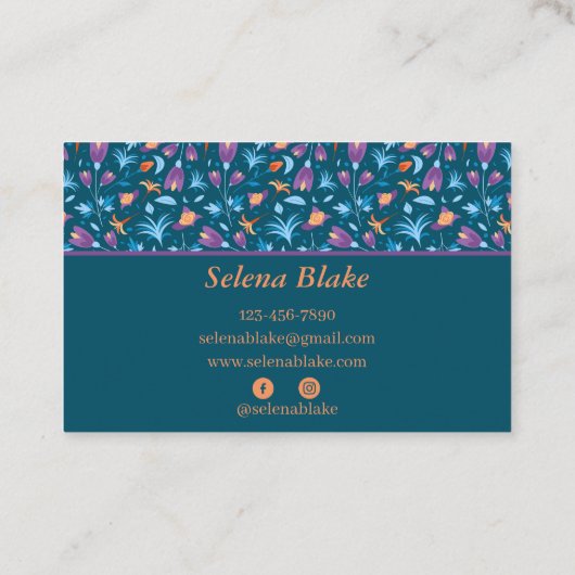 Elegant en modern | Chique bloempatroon Visitekaartje (Achterkant)
