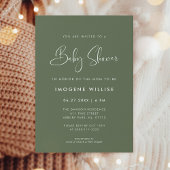 Elegant en modern Dark Sage Green Baby shower Kaart