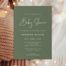 Elegant en modern Dark Sage Green Baby shower