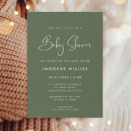 Elegant en modern Dark Sage Green Baby shower Kaart