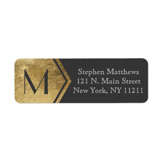 Elegant en modern Faux Gold Monogram Etiket (Voorkant)