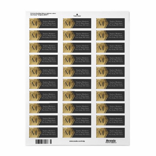 Elegant en modern Faux Gold Monogram Etiket (Full Sheet)