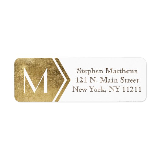 Elegant en modern Faux Gold Monogram Etiket (Voorkant)