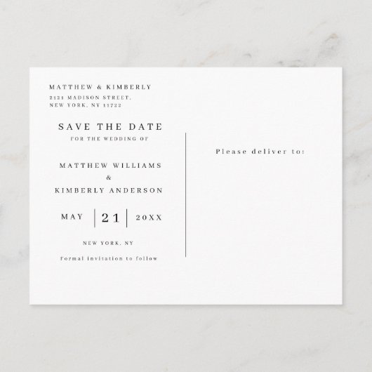 Elegant en modern fotohuwelijk sparen de datum uitnodiging briefkaart (Achterkant)