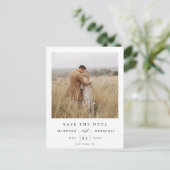Elegant en modern fotohuwelijk sparen de datum uitnodiging briefkaart (Staand voorkant)
