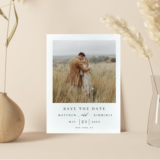 Elegant en modern fotohuwelijk sparen de datum uitnodiging briefkaart
