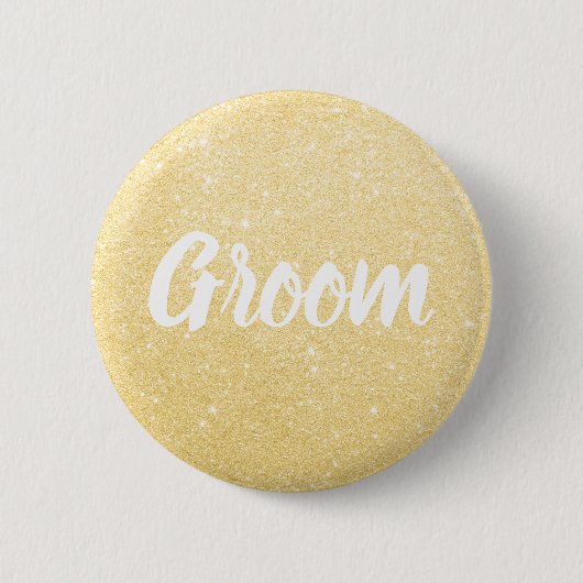 Elegant en modern goudglitter bruinbruiloft ronde button 5,7 cm (Voorkant)