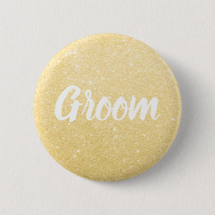 Elegant en modern goudglitter bruinbruiloft ronde button 5,7 cm