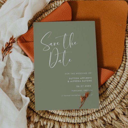 Elegant en modern groen save the date